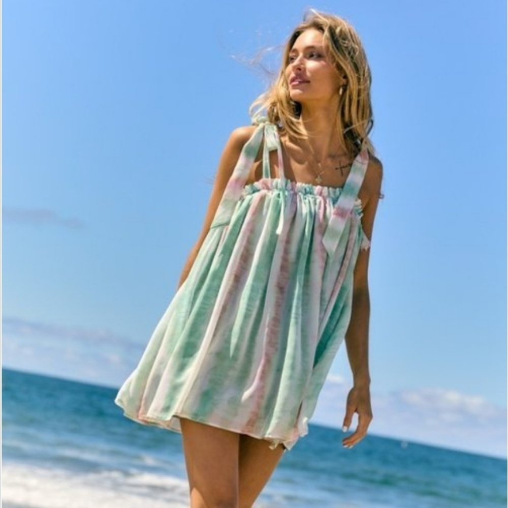 Green Tie Dye Mini Dress